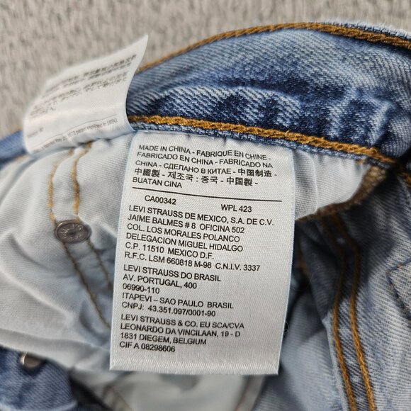 Levis 501 CT Shorts Womens 27 Blue Denim Distressed Mid Rise Button Fly Grunge - Picture 4 of 16